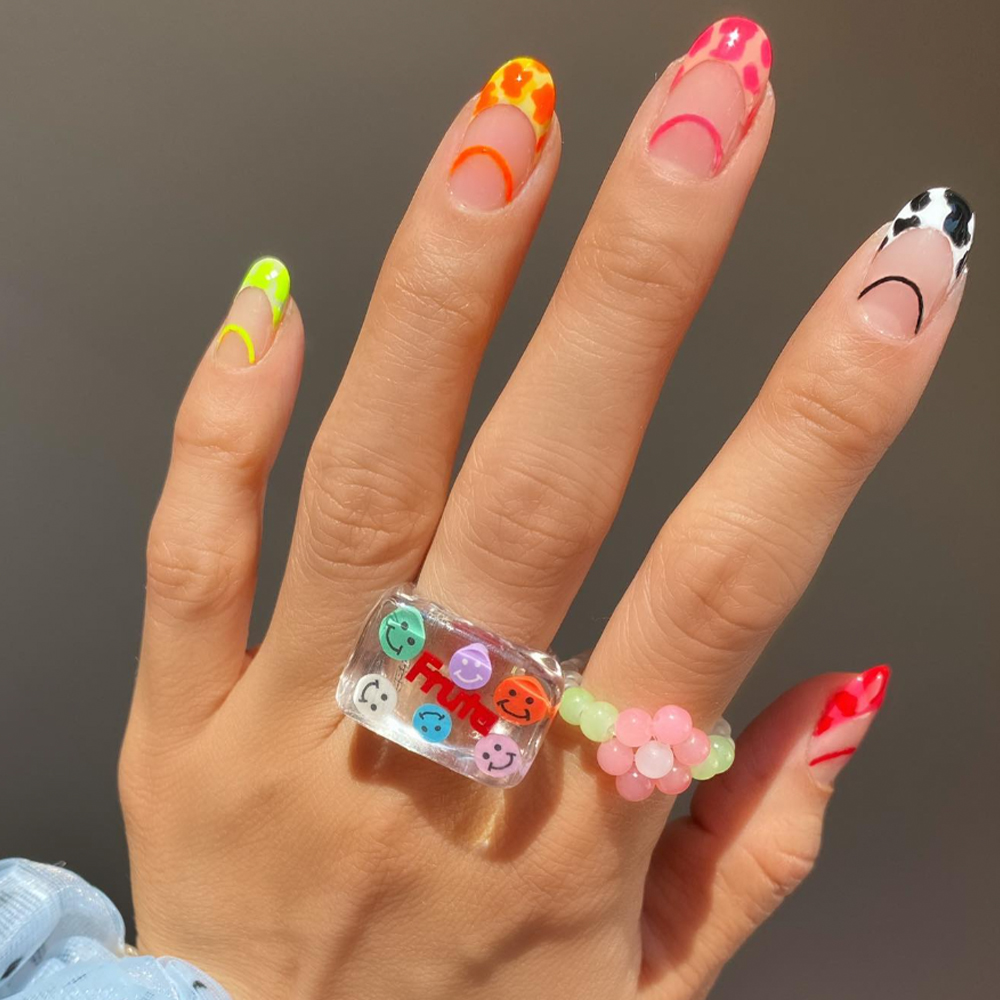 colorful-cow-french-nails